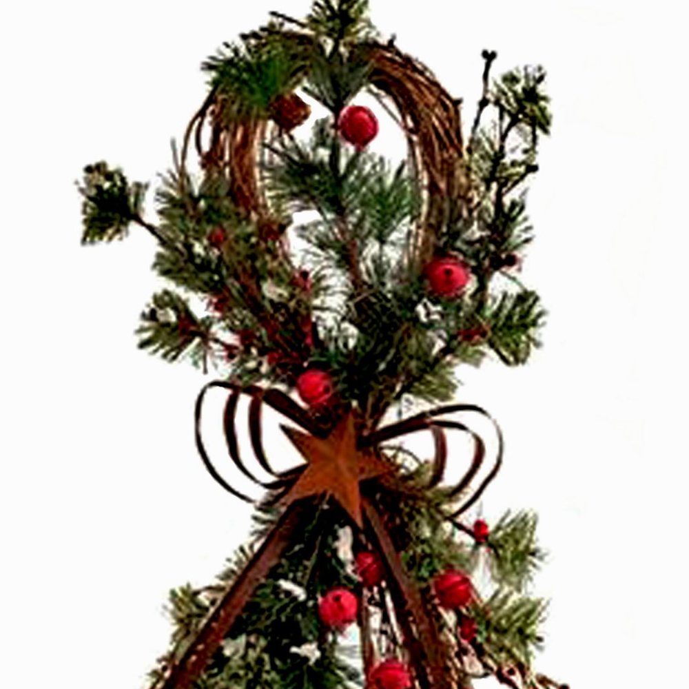 Grape Vine and Pine Teardrop w/ Metal Bow & Bells